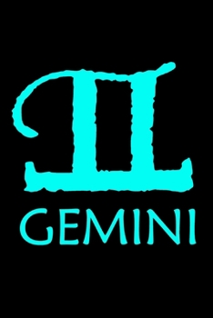 Notebook: Gemini Zodiac Sign Blue Symbol Stars May June Birthday Gift Black Lined Journal Writing Diary - 120 Pages 6 x 9