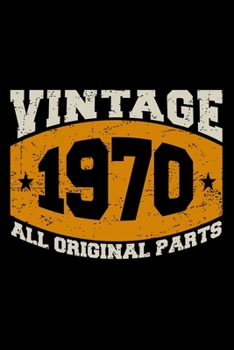 VINTAGE 1970 ALL ORIGINAL PARTS: Dot Grid Journal, Diary, Notebook, 6x9 inches with 120 Pages.