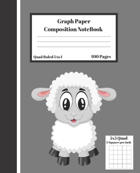 Paperback Graph Composition Notebook 5 Squares per inch 5x5 Quad Ruled 5 to 1 100 Sheets: Cute Funny Black and White Sheep Gift Notepad / Grid Squared Paper Bac Book