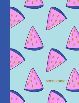 Paperback Notebook: College Ruled Composition Book with Cute Watermelon Pattern Cover Design in Blue Book