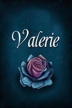 Valerie: Personalized Name Journal, Lined Notebook with Beautiful Rose Illustration on Blue Cover
