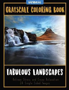 Paperback Fabulous Landscapes: Grayscale Coloring Book Relieve Stress and Enjoy Relaxation 24 Single Sided Images Book