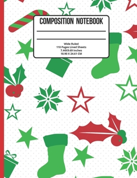 Paperback Composition Notebook Wide Ruled: Christmas 110 Pages Book