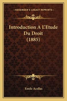 Paperback Introduction A L'Etude Du Droit (1885) [French] Book