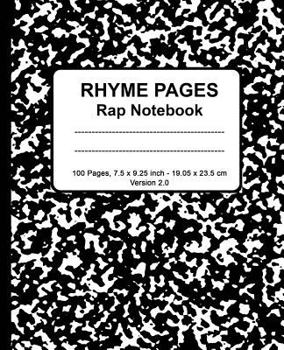 Paperback Rhyme Pages Rap Notebook: Version 2.0, 100 Page Edition Book