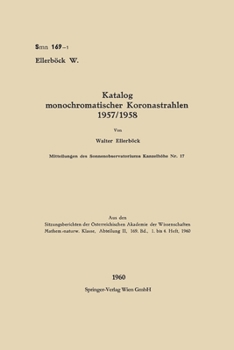 Paperback Katalog monochromatischer Koronastrahlen 1957/1958 [German] Book