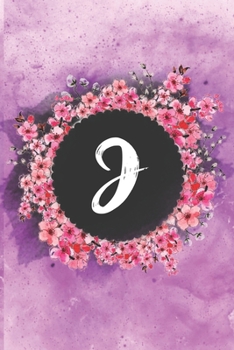 Cherry blossom flowers letter J journal: Personalized Monogram Initial J with pretty colorful watercolor pink floral sakura for women & girls || birthday gift idea