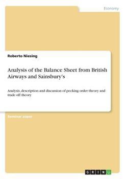 Paperback Analysis of the Balance Sheet from British Airways and Sainsbury's: Analysis, description and discussion of pecking order theory and trade off theory Book