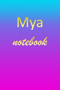 Mya: Blank Notebook | Wide Ruled Lined Paper Notepad | Writing Pad Practice Journal | Custom Personalized First Name Initial M Blue Purple Gold  | ... Homeschool & University Organizer Daybook