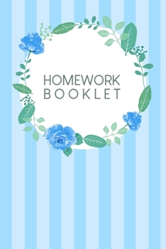 Homework Booklet: Booklet for children + pupils + students | Design: Blue watercolour flowers