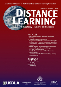 Paperback Distance Learning Vol 15 Issue 3 Book