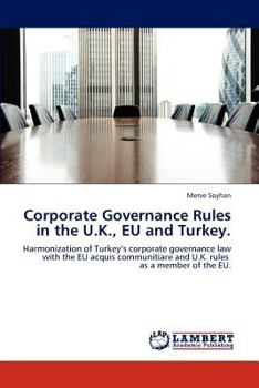 Paperback Corporate Governance Rules in the U.K., EU and Turkey. Book