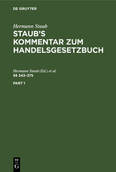 Hardcover §§ 343-375: (Zitiermethode: Staub-Koenige) [German] Book