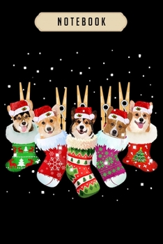 Notebook: Christmas socks corgi for men women kids Notebook|6x9(100 pages)Blank Lined Paperback Journal For Student, corgi pups, corgi butt gift, ... girls, boys, men, corgi birthday gift,