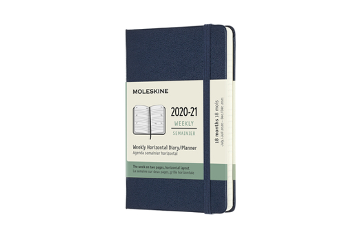 Calendar Moleskine 2020-21 Weekly Horizontal Planner, 18m, Pocket, Sapphire Blue, Hard Cover (3 X 5.5) Book