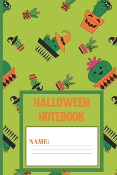 Paperback Halloween Notebook: Halloween gifts for women, men, kids, adults and girls: cute pattern design with a Bahia color blank Lined notebook/Jo Book