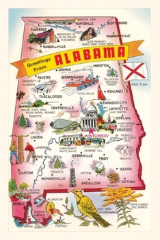 Paperback Vintage Journal Map of Alabama Attractions Book