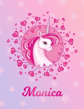 Paperback Monica: Monica Magical Unicorn Horse Large Blank Pre-K Primary Draw & Write Storybook Paper - Personalized Letter M Initial Cu Book