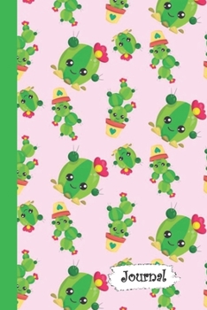 Paperback Journal: Big & Little Kawaii Cactus Diary with Blank Lined Notebook Paper Book