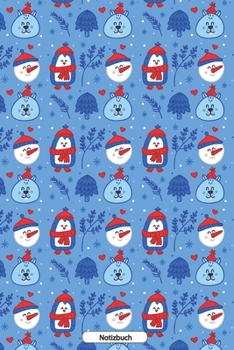 Notizbuch: Eisbär PInguin  Scheemann Muster handgezeichnet 110 Seiten  Notizbuch liniertes Papier | ohne Rand | glänzendes Softcover | Rezeptebuch, Schreibheft, Geschenkidee (German Edition)