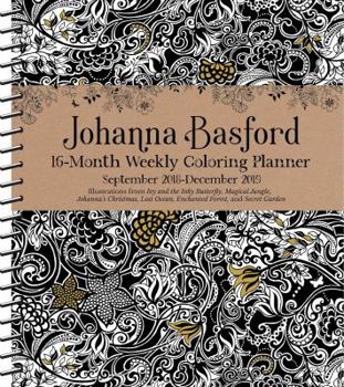 Calendar Johanna Basford 2018-2019 16-Month Coloring Weekly Planner Calendar Book