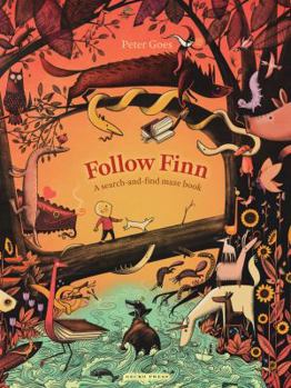 Hardcover Follow Finn: A Search-And-Find Maze Book