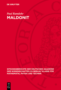 Hardcover Maldonit: Neue Beobachtungen Am Bühl-Eisen [German] Book