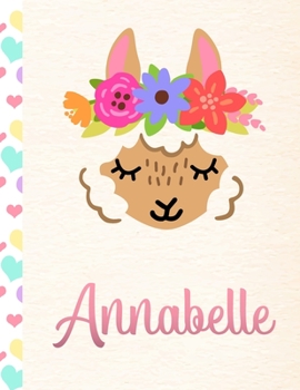 Paperback Annabelle: Personalized Llama Journal For Girls - 8.5x11 110 Pages Notebook/Diary With Pink Name Book
