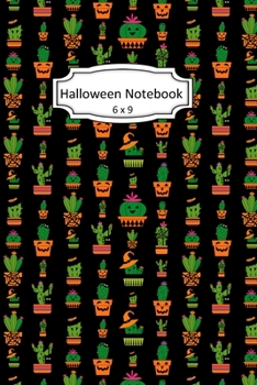 Paperback Halloween Notebook: Halloween Cactus Clip Art Images on 6 x 9 Blank Lined Softcover Journal for Notes, Halloween Gift Design Cover Note Bo Book