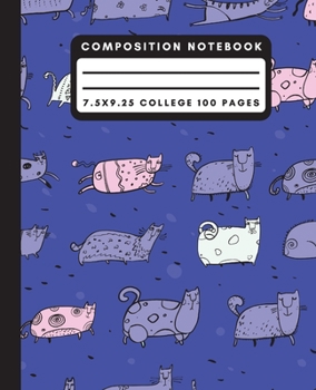 Composition Notebook: Purple Funny Doodle Cat Composition Notebook College Ruled Paper Notebook Journal For Writing Kitty Blank Lined Workbook for Students For School Homework