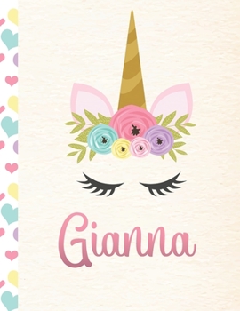 Paperback Gianna: Personalized Unicorn Primary Handwriting Notebook For Girls With Pink Name - Dotted Midline Handwriting Practice Paper Book