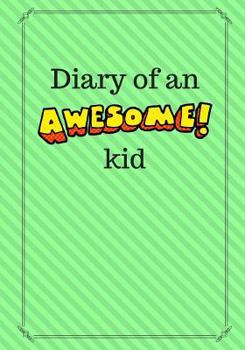 Paperback Diary of an Awesome Kid: Children's Creative Journal, 100 Pages, Minty Green Pinstripes Book