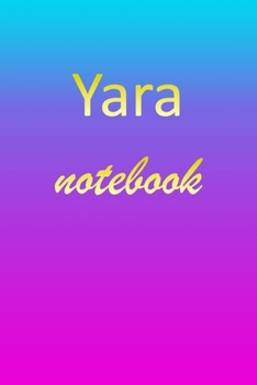 Yara: Blank Notebook | Wide Ruled Lined Paper Notepad | Writing Pad Practice Journal | Custom Personalized First Name Initial Y Blue Purple Gold  | ... Homeschool & University Organizer Daybook