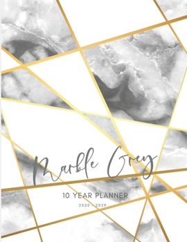 2020-2029 10 Ten Year Planner Monthly Calendar Marble Grey Goals Agenda Schedule Organizer: 120 Months Calendar; Appointment Diary Journal With Address Book, Password Log, Notes, Julian Dates & Inspir