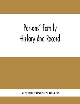 Paperback Parsons' Family History And Record Book