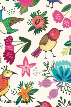 Address Book : For Contacts, Addresses, Phone, Email, Note,Emergency Contacts,Alphabetical Index with Animal Floral Leaves Seamless Pattern Background