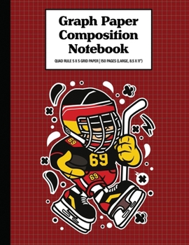 Graph Paper Composition Notebook Quad Rule 5x5 Grid Paper | 150 Sheets (Large, 8.5 x 11"): Hockey Kid Germany
