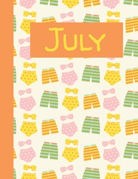 July: Monthly Notebook / Wide Ruled Lined / Journal A Month / Swimsuits Bathing Suits Background Design
