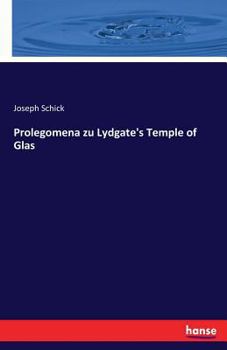 Paperback Prolegomena zu Lydgate's Temple of Glas [German] Book
