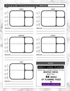 Paperback Weekly Lunch Planner: School Year Lunchbox Planner for the Bentgo Fresh Bento Box: 54 Weeks of Planning Pages Book