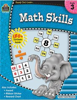 Paperback Ready-Set-Learn: Math Skills Grd 3 [With 180+ Stickers] Book