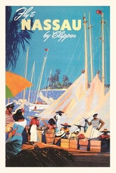 Paperback Vintage Journal Fly to Nassau Travel Poster Book