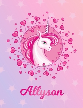 Paperback Allyson: Unicorn Sheet Music Note Manuscript Notebook Paper - Magical Horse Personalized Letter B Initial Custom First Name Cov Book