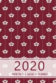 2020 Monthly & Weekly Planner: Hourly appointment planner. 7 full daily columns. Schedule, arrange, plan events. Monday start week. 9.0" x 6.0". Portable. (Pattern, flowers, red. Soft matte cover).
