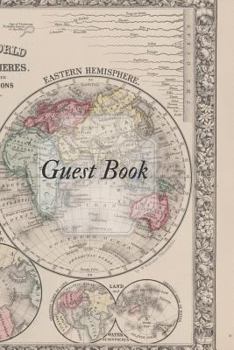 Paperback Guest Book: Vintage World Hemisphere Map Ancient Lands Travel and Adventure Book