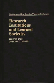 Hardcover Research Institutions and Learned Societies Book