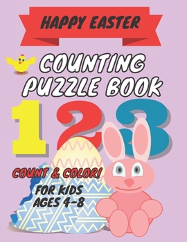 Paperback happy easter counting puzzle book: A Fun Guessing Game Book for kids - Fun & Interactive Picture Book for Preschoolers and Toddlers - easter coloring Book