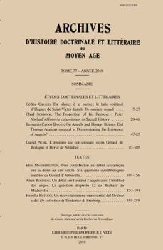Paperback Archives d'Histoire Litteraire Et Doctrinale Du Moyen-Age LXXVII - 2010 [French] Book