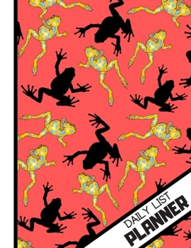 DAILY LIST PLANNER: 'Gorgeous Black Gold Frogs' Red Pattern Novelty Task Gift: Frog Daily List Planner for Teens, Adults, Men and Women