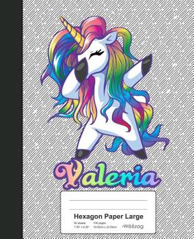 Paperback Hexagon Paper Large: VALERIA Unicorn Rainbow Notebook Book
